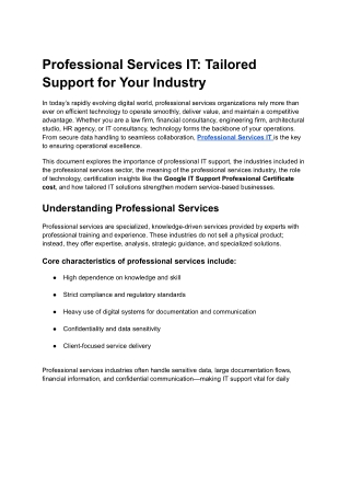 Professional Services IT Support | Tailored Solutions for Modern Service