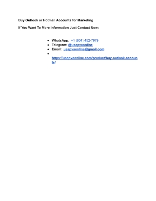 Buy Outlook or Hotmail Accounts for Marketing