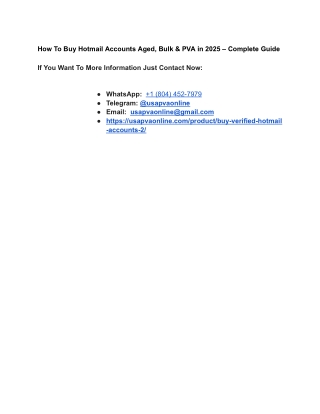 How To Buy Hotmail Accounts Aged, Bulk & PVA in 2025 – Complete Guide