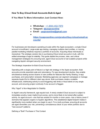 How To Buy iCloud Email Accounts Bulk & Aged