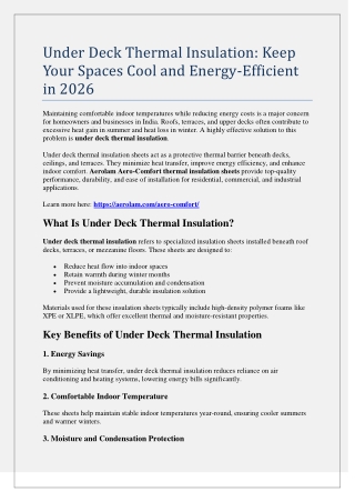 Under Deck Thermal Insulation Keep Your Spaces Cool and Energy-Efficient in 2026