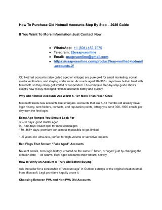 How To Purchase Purchase Old Hotmail Step By Step – 2025 Guide