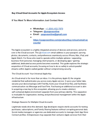 Buy iCloud Email Accounts for Apple Ecosystem Access