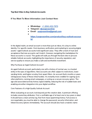 Top Best Sites to Buy Outlook Accounts