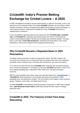 Cricbet99_ India’s Premier Betting Exchange for Cricket Lovers – A 2025 Deep-Dive
