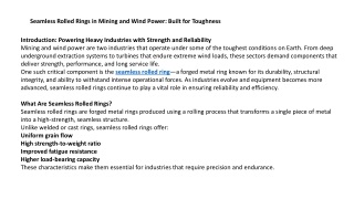 Seamless Rolled Rings in Mining and Wind Power Built for Toughness