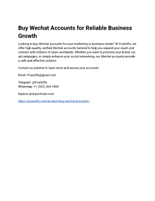 Buy Wechat Accounts for Reliable Business Growth