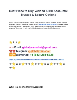 Are you looking to buy verified Skrill accounts