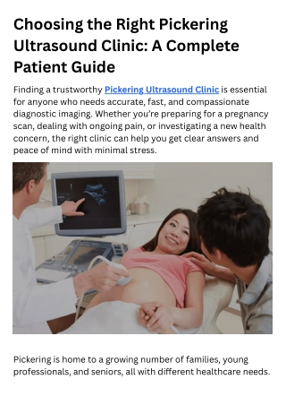 Choosing the Right Pickering Ultrasound Clinic A Complete Patient Guide