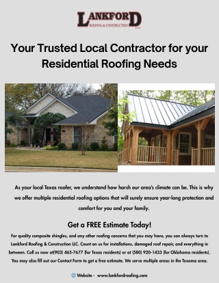 Your Trusted Local Contractor for your Residential Roofing Needs