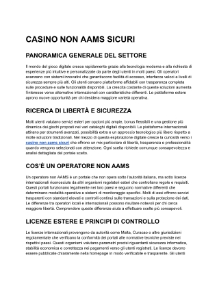 CASINO NON AAMS SICURI