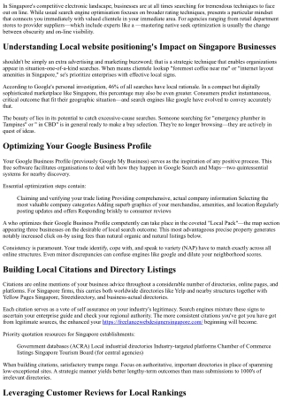 Using Google Business Profile and Local SEO to Grow Traffic in Singapore