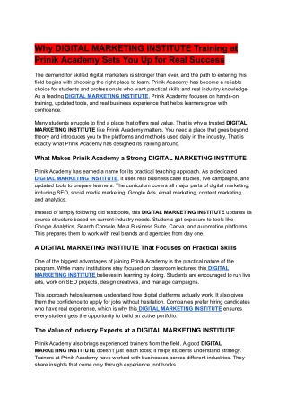 Why DIGITAL MARKETING INSTITUTE Training at Prinik Academy Sets You Up for Real