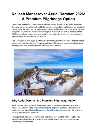 Premium Aerial Darshan 2026 for Kailash Mansarovar