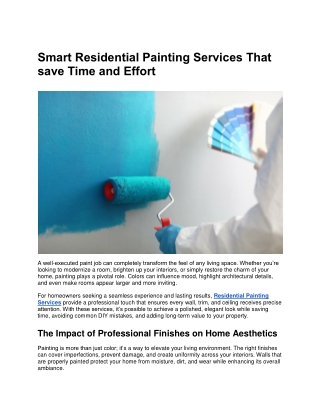Smart Residential Painting Services That save Time and Effort
