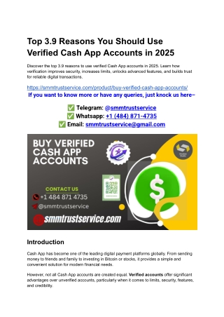 Top 3.9 Reasons You Should Use Verified Cash App Accounts in 2025