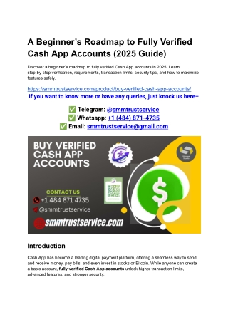 A Beginner’s Roadmap to Fully Verified Cash App Accounts (2025 Guide)