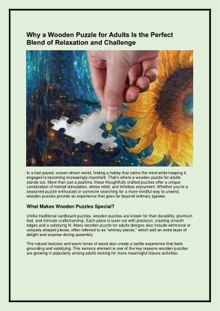 Why a Wooden Puzzle for Adults Is the Perfect Blend of Relaxation and Challenge