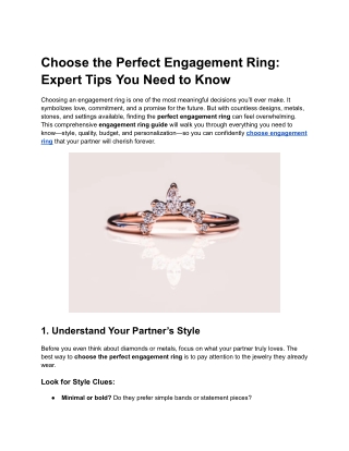 Choose the Perfect Engagement Ring_ Expert Tips You Need to Know