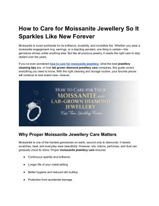 How to Care for Moissanite Jewellery So It Sparkles Like New Forever