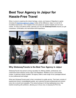 Best Tour Agency in Jaipur for Hassle-Free Travel