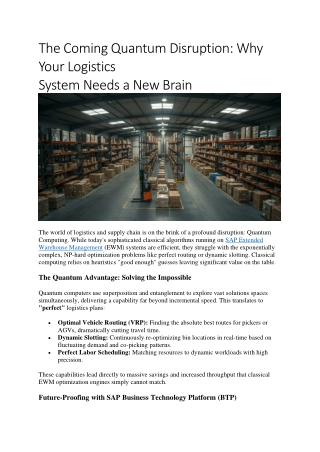 The Coming Quantum Disruption Why Your Logistics