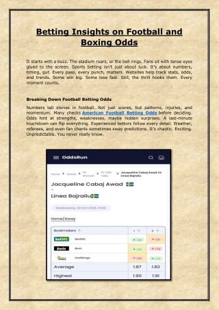 Betting Insights on Football and Boxing Odds