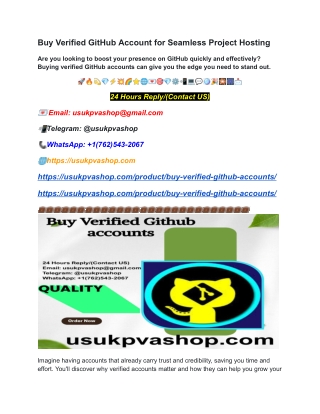 Buy Verified GitHub Account for Seamless Project Hosting