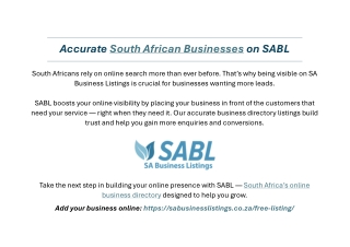 Accurate South African Businesses on SA Business Listings - SABL Directory
