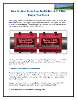 How a Gas Saver Device Helps You Cut Fuel Costs Without Changing Your System