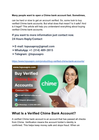 Why Do Some People Want to Buy Verified Chime Bank Accounts_