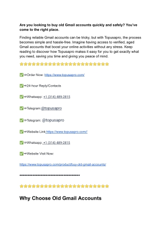 Buy Old Gmail Accounts With Ease at Topusapro_ Secure & Fast Solutions