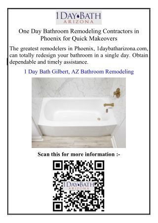 One Day Bathroom Remodeling Contractors in Phoenix for Quick Makeovers