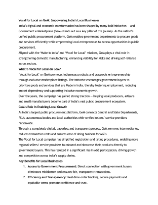 Vocal for Local on GeM- Empowering India’s Local Businesses