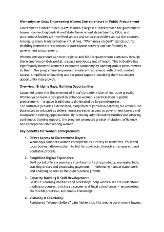 Womaniya on GeM- Empowering Women Entrepreneurs in Public Procurement