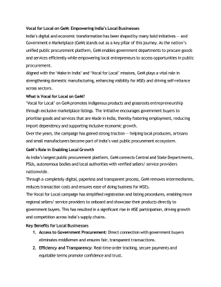 Vocal for Local on GeM- Empowering India’s Local Businesses