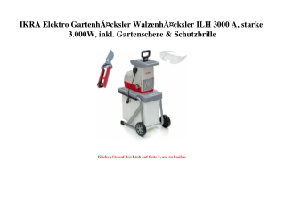9104 IKRA Elektro GartenhÃƒÂ¤cksler WalzenhÃƒÂ¤cksler ILH 3000 A  starke 3.000W  inkl. Gartenschere   Sc