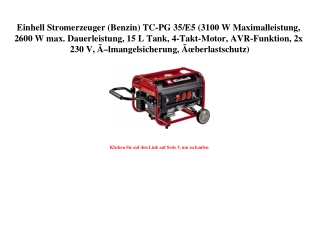 3599 Einhell Stromerzeuger  Benzin  TC-PG 35 E5  3100 W Maximalleistung  2600 W max. Dauerleistung  15 L