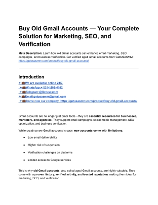 5 Best sites to Buy Old Gmail Accounts in Bulk