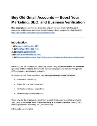 Buy Old Gmail Accounts _ Aged & Bulk
