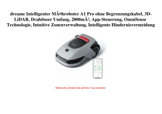 1347 dreame Intelligenter MÃƒÂ¤hroboter A1 Pro ohne Begrenzungskabel  3D-LiDAR  Drahtloser Umfang  2000m
