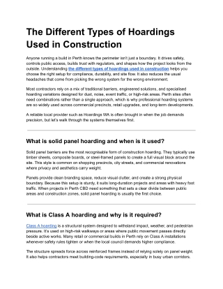 The Different Types of Hoardings Used in Construction