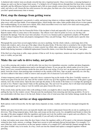 Side Window Replacement Greenville: After a Break-In—What to Do