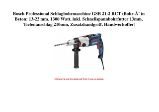 9914 Bosch Professional Schlagbohrmaschine GSB 21-2 RCT  Bohr-ÃƒÂ˜ in Beton  13-22 mm  1300 Watt  inkl.