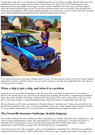 Greenville Insurance Windshield Replacement: Deductibles and Coverage Tips