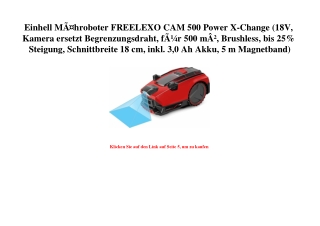 7230 Einhell MÃƒÂ¤hroboter FREELEXO CAM 500 Power X-Change  18V  Kamera ersetzt Begrenzungsdraht  fÃƒÂ¼r
