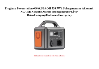 3094 Tragbare Powerstation 600W SBAOH 538.7Wh Solargenerator Akku mit AC USB Ausgabe Mobile stromgenerat