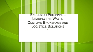Excelsior Philippines Leading the Way in Customs Brokerage and Logistics Solutions