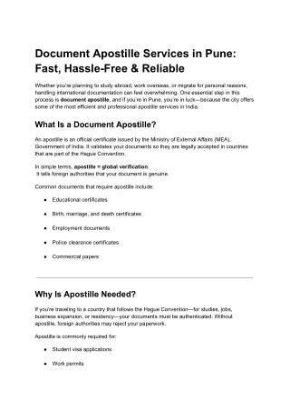 Document Apostille Services in Pune_ Fast, Hassle-Free & Reliable