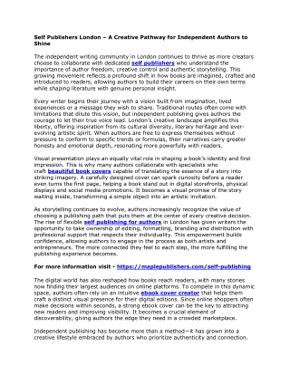 Self Publishers London – A Creative Pathway for Independent Authors to Shine